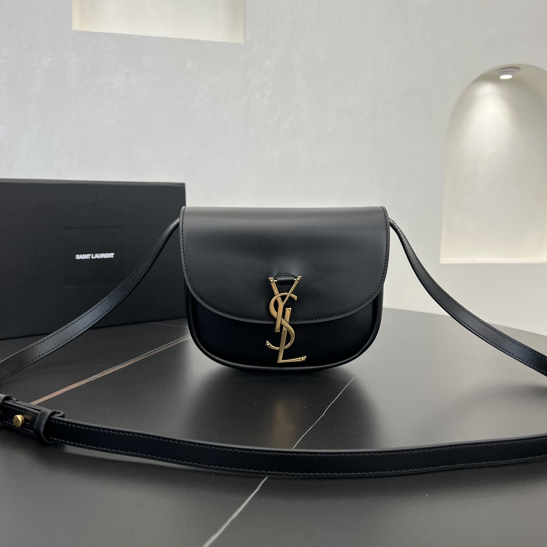 Saint Laurent Kaia Small Smooth Calfskin Shoulder Bag Handbag Black 619740 